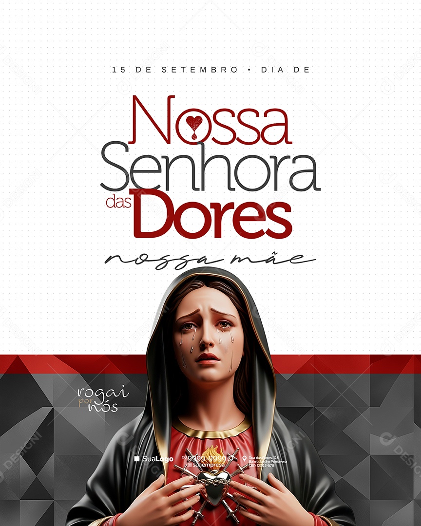 Dia de Nossa Senhora das Dores 15 de Setembro Social Media PSD Editável