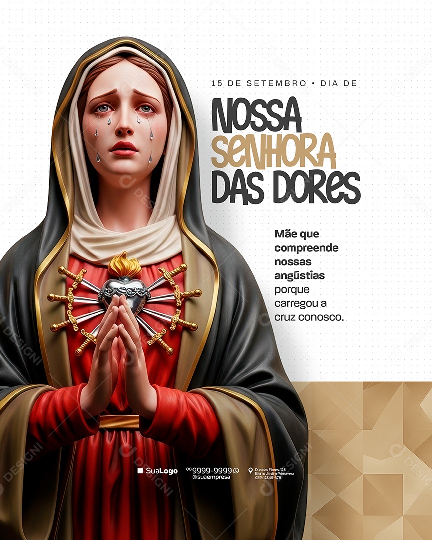 Dia de Nossa Senhora das Dores 15 de Setembro Social Media PSD Editável
