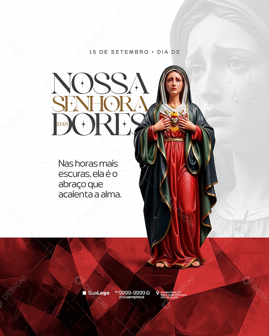 Dia de Nossa Senhora das Dores 15 de Setembro Social Media PSD Editável
