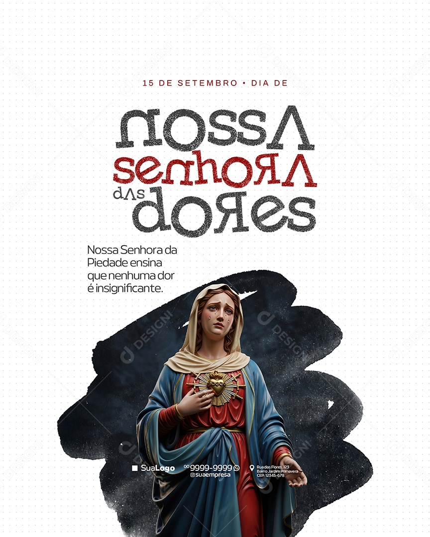 Dia de Nossa Senhora das Dores 15 de Setembro Social Media PSD Editável