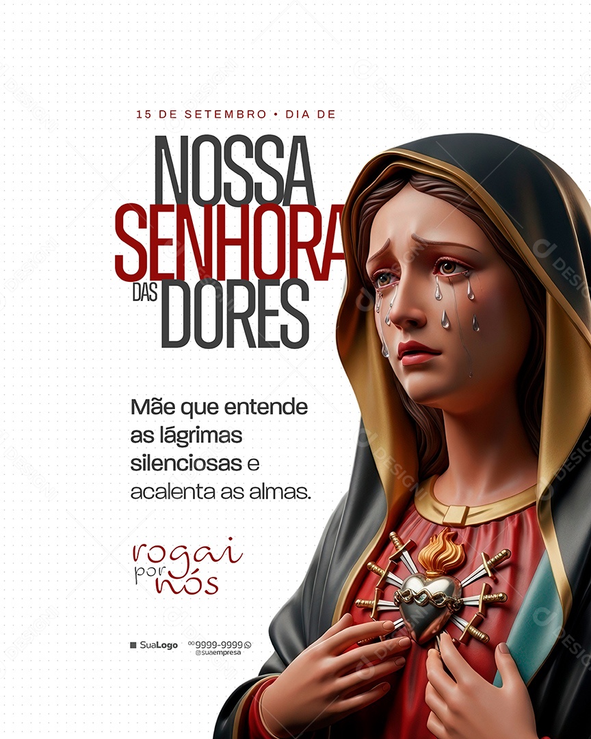 Dia de Nossa Senhora das Dores 15 de Setembro Social Media PSD Editável