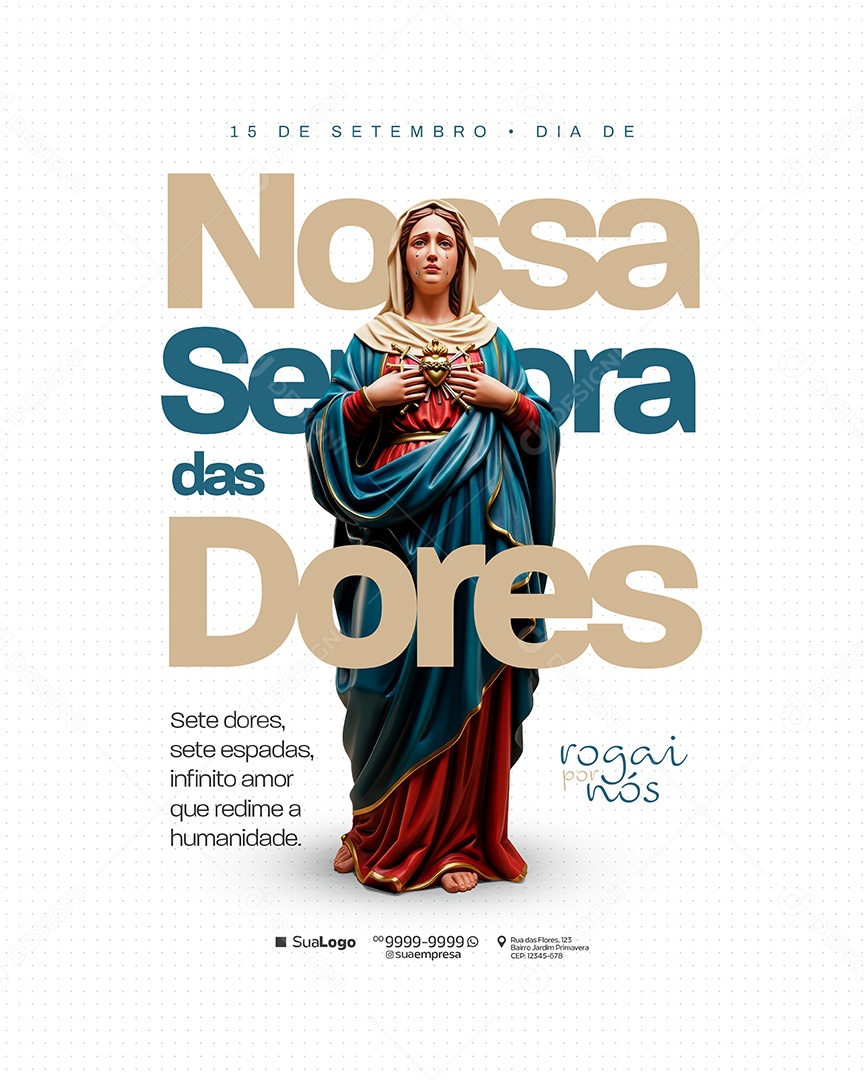 Dia de Nossa Senhora das Dores 15 de Setembro Social Media PSD Editável