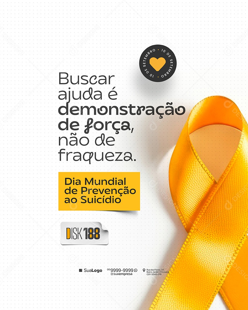 Dia de Prevenção ao Suicídio 10 de Setembro Social Media PSD Editável