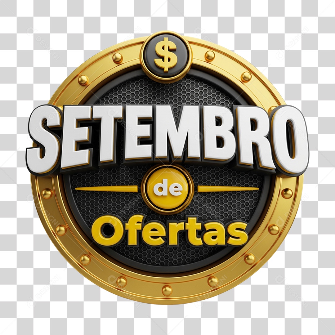Selo 3D Setembro de Ofertas PNG Transparente