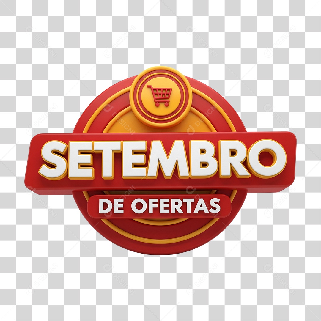 Selo 3D Setembro de Ofertas PNG Transparente
