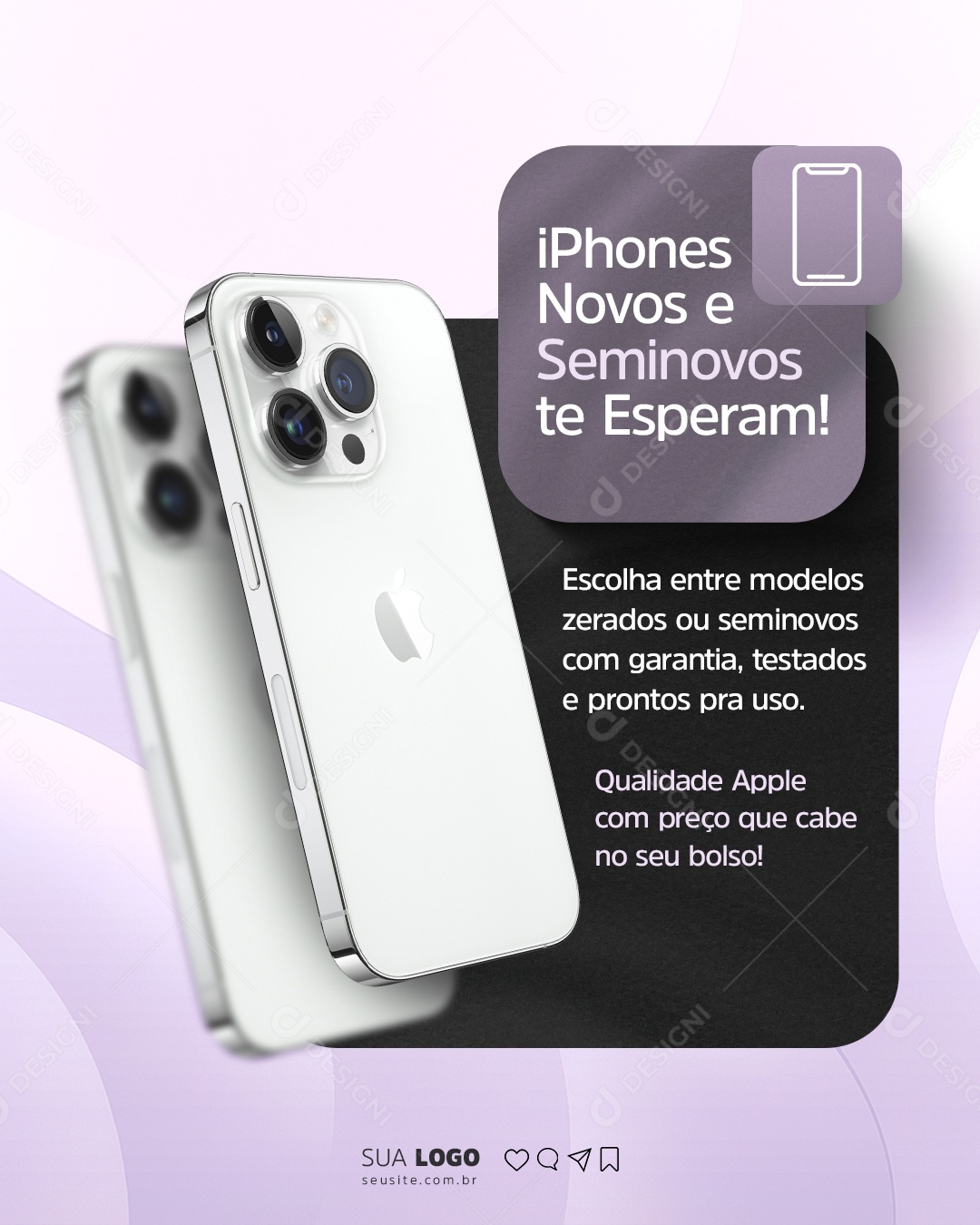 Iphones Novos E Seminovos Te Esperam! Informática Social Media PSD Editável