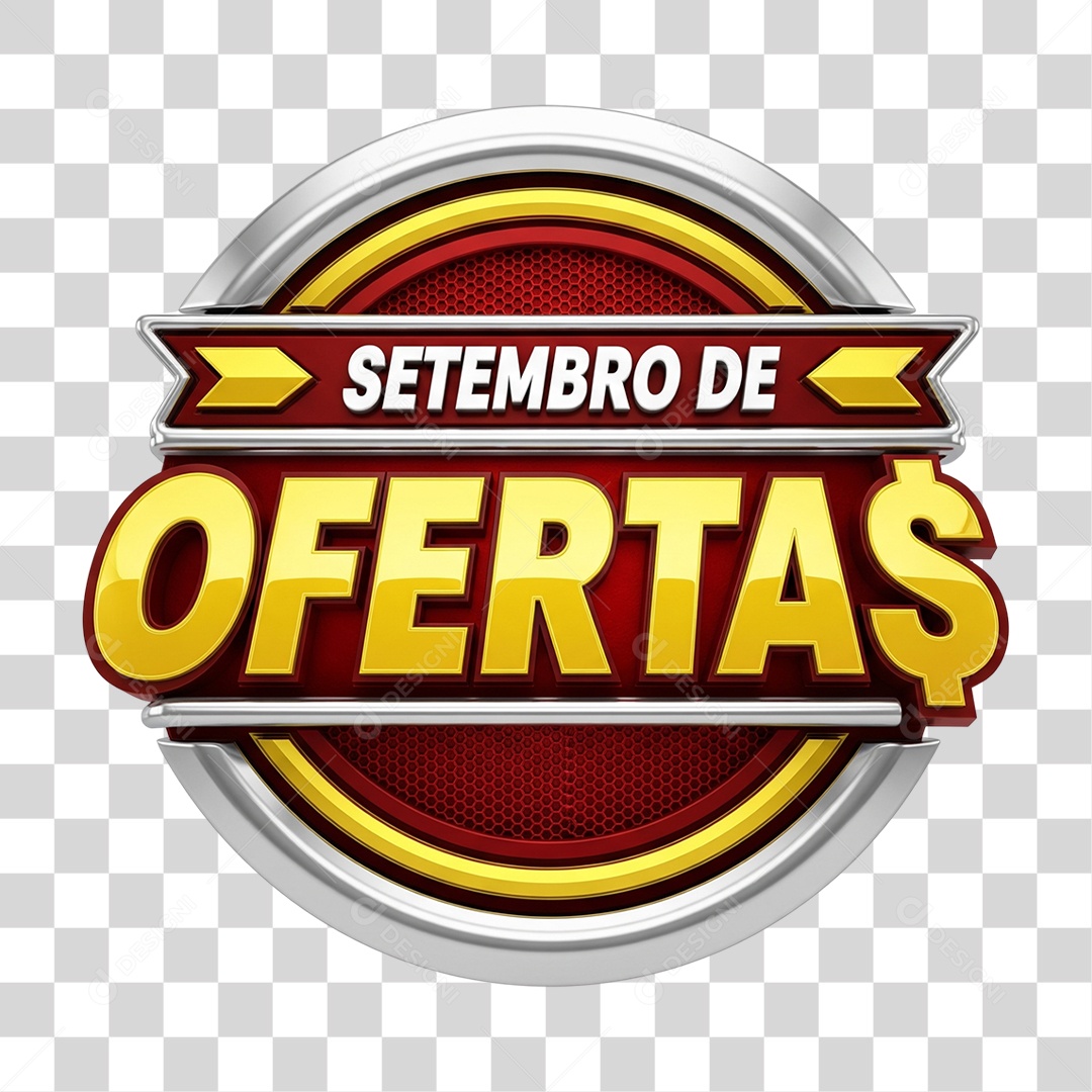 Selo 3D Setembro de Ofertas PNG Transparente