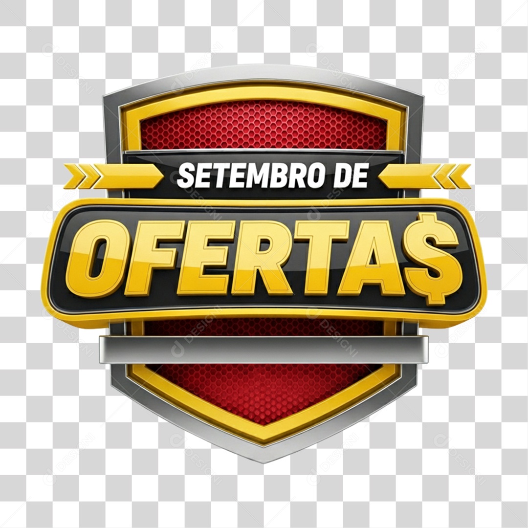 Selo 3D Setembro de Ofertas PNG Transparente