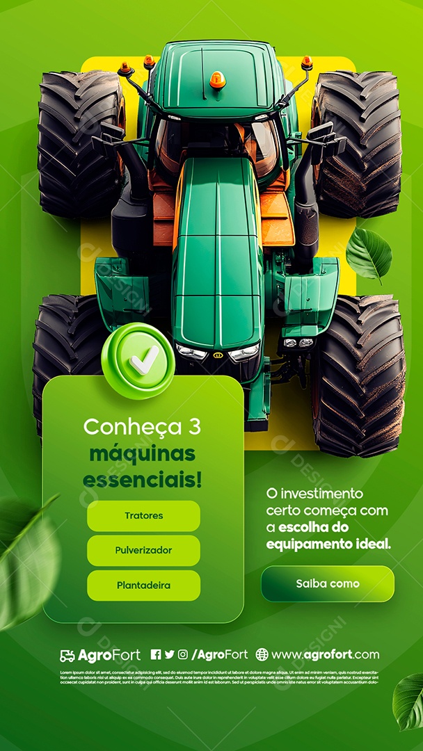 Story Agropecuária Conheça Três Máquinas Essenciais Social Media PSD Editável