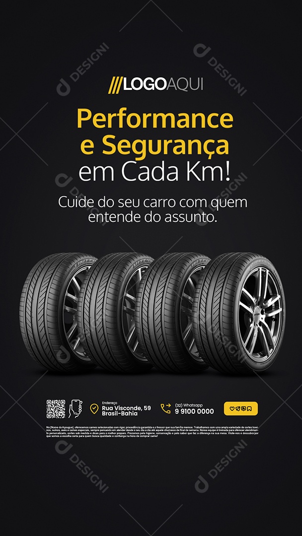 Story Loja de Pneus Perfomance e Segurança Social Media PSD Editável