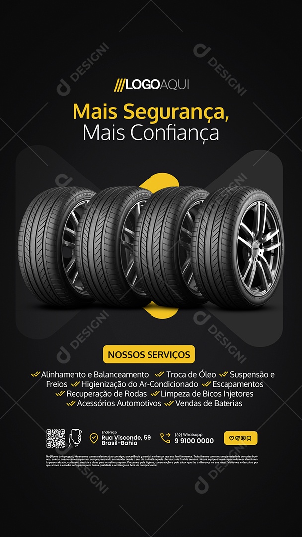 Story Loja de Pneus Mais Segurança Mais Confiança Social Media PSD Editável
