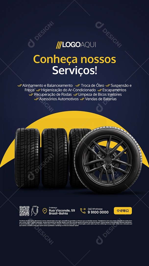 Story Loja de Pneus Conheça Nossos Serviços Social Media PSD Editável