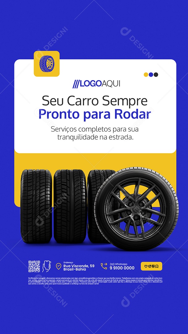 Story Loja de Pneus Seu Carro Sempre Pronto para Rodar Social Media PSD Editável