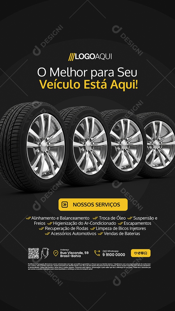 Story Loja de Pneus O Melhor para Seu Veículo Está Aqui Social Media PSD Editável