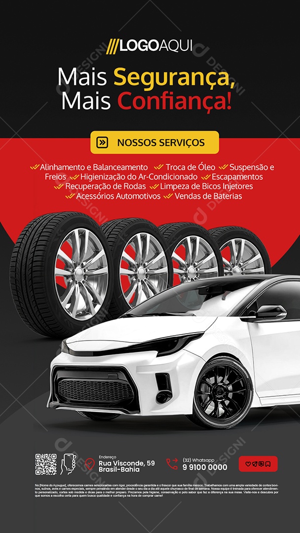 Story Loja de Pneus Mais Segurança Mais Confiança Social Media PSD Editável