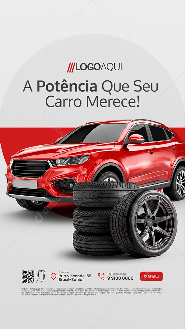 Story Loja de Pneus A Potência Que Seu Carro Merece Social Media PSD Editável