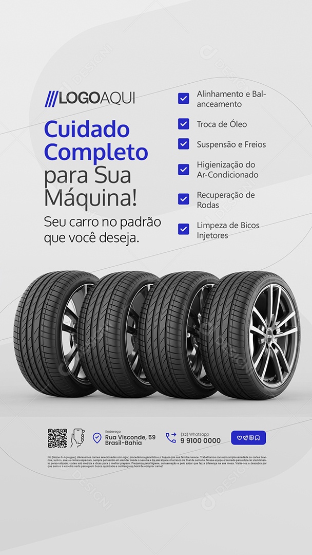 Story Loja de Pneus Cuidado Completo para Sua Máquina Social Media PSD Editável