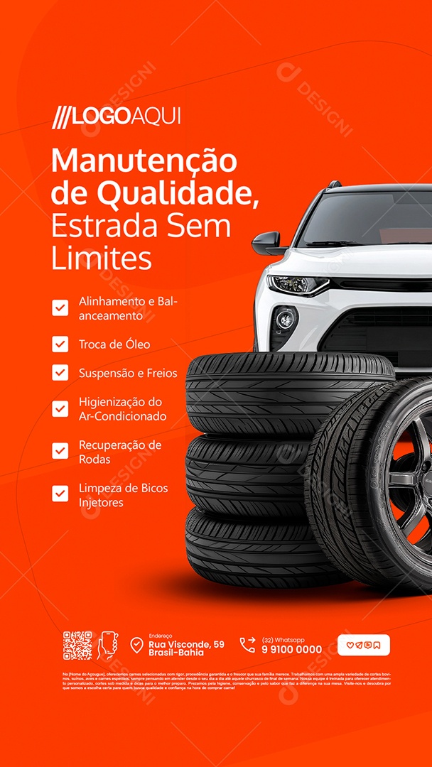 Story Loja de Pneus Manutenção de Qualidade Social Media PSD Editável