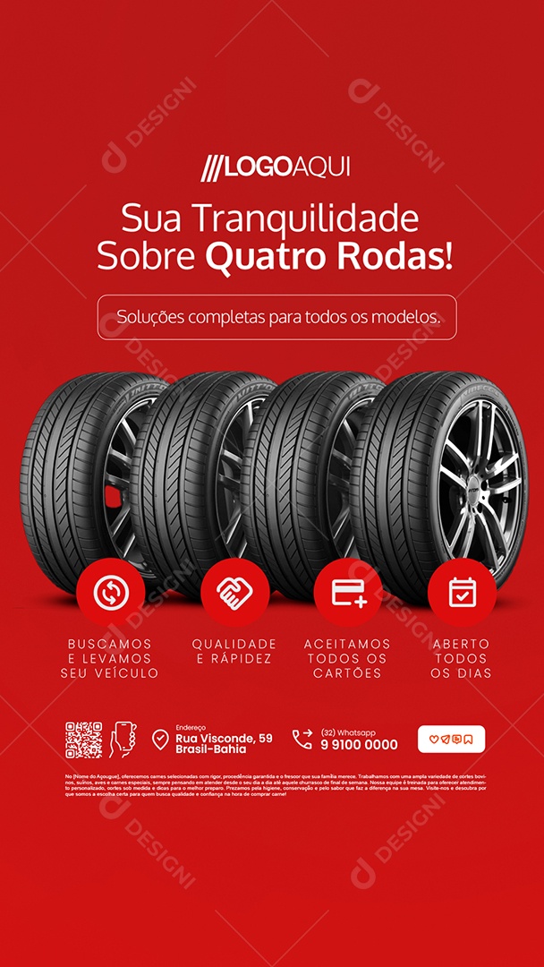 Story Loja de Pneus Sua Tranquilidade Sobre Quatro Rodas Social Media PSD Editável