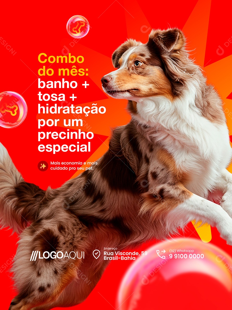 Petshop Combo do Mês Banho Tosa e Hidratação por Um Precinho Especial Social Media PSD Editável