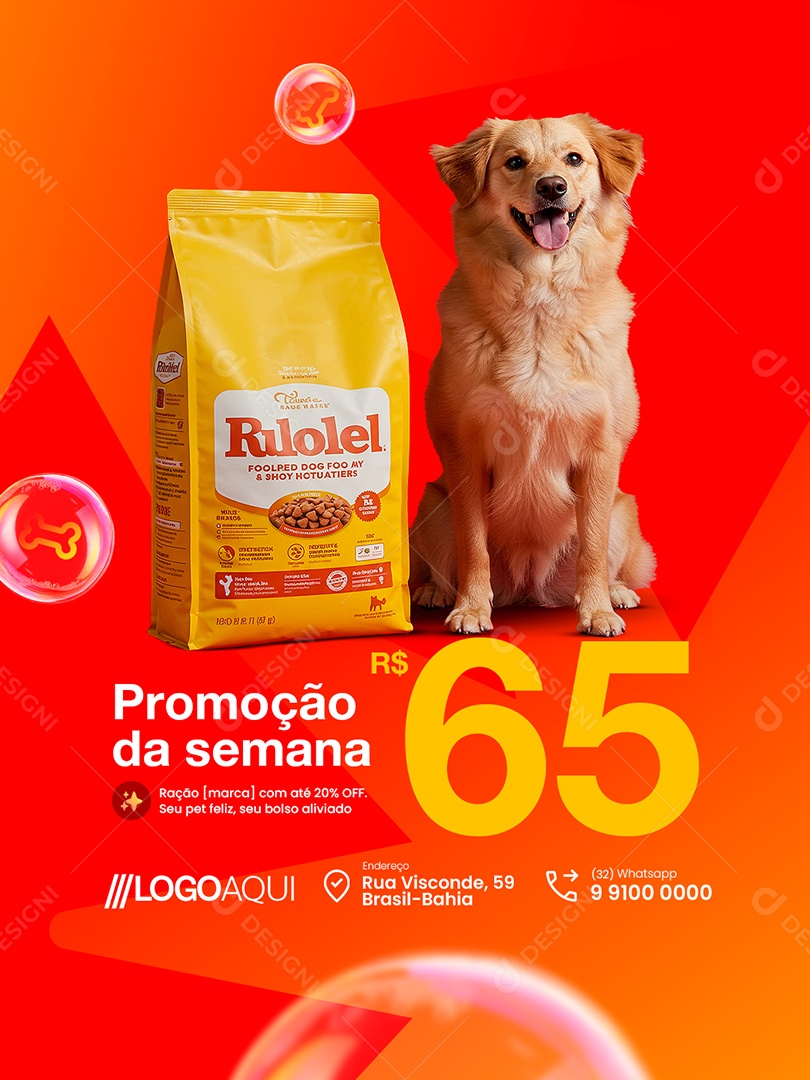 Petshop Promoção da Semana Ração Social Media PSD Editável
