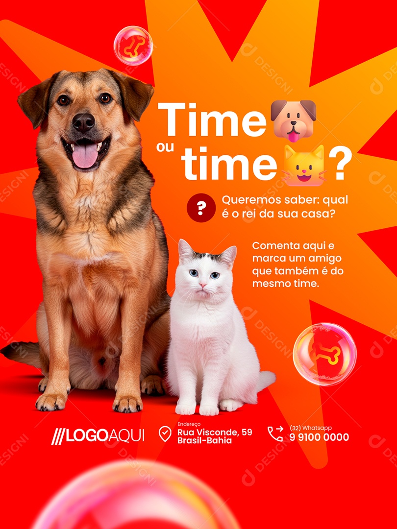 Petshop Time Cachorro ou Time Gato Social Media PSD Editável