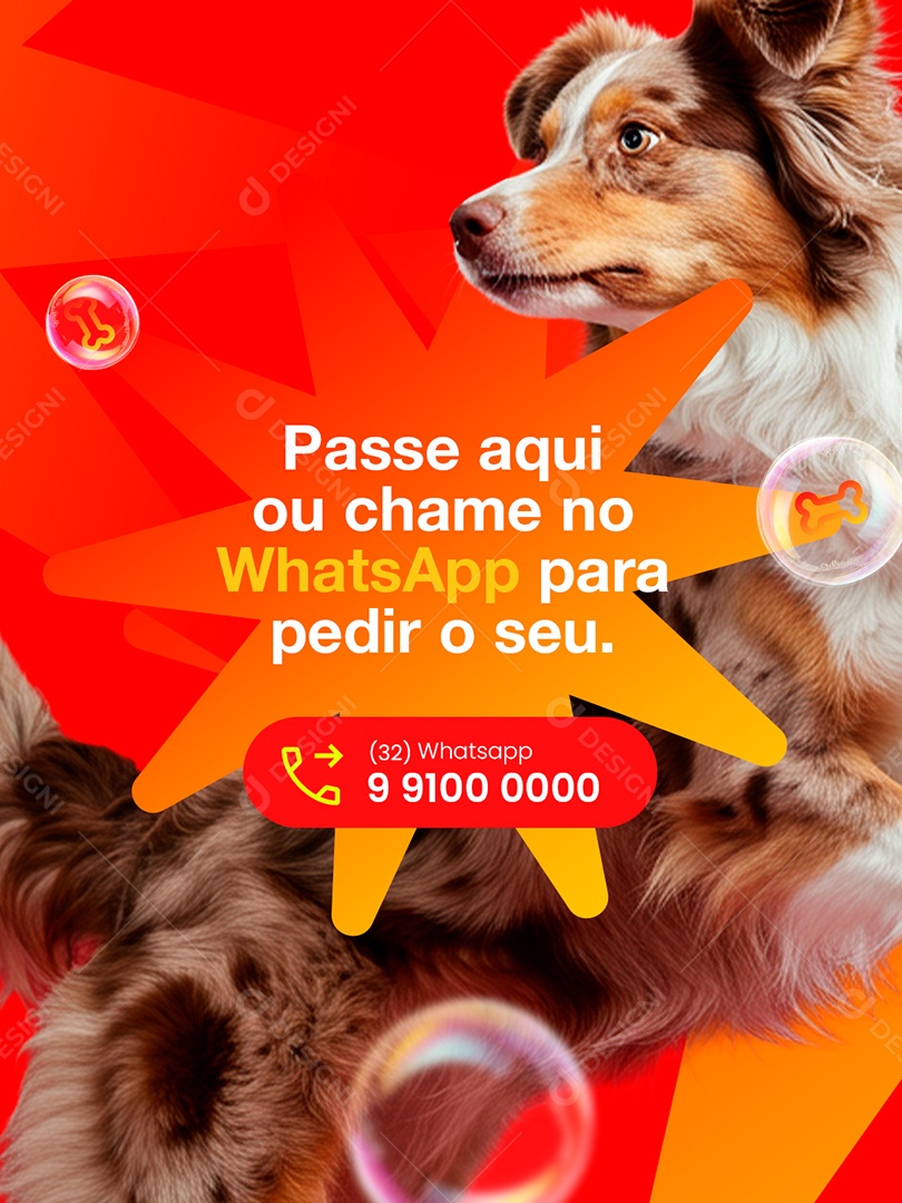 Petshop Passe Aqui ou Chame no WhatsApp para Pedir o Seu Social Media PSD Editável