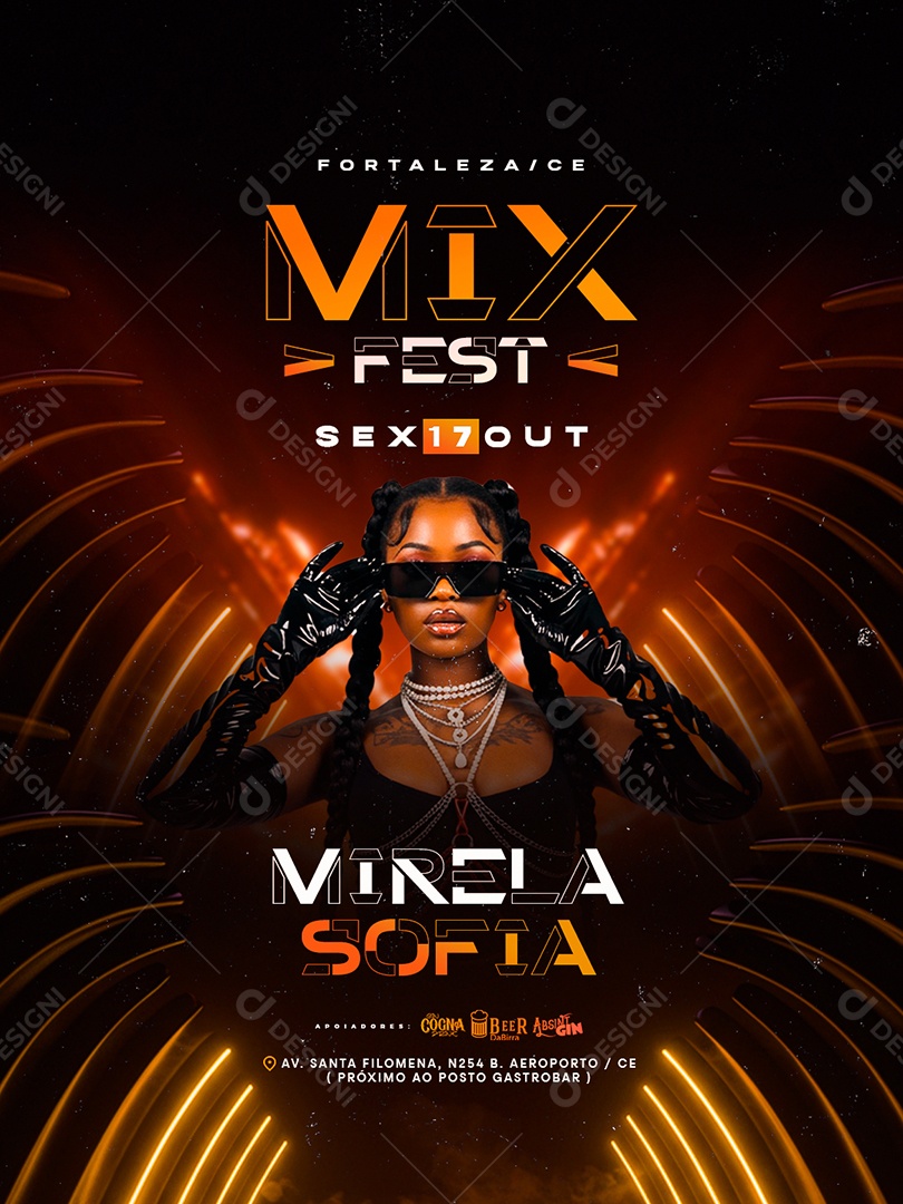 Flyer Mix Fest Mirela Sofia Social Media PSD Editável