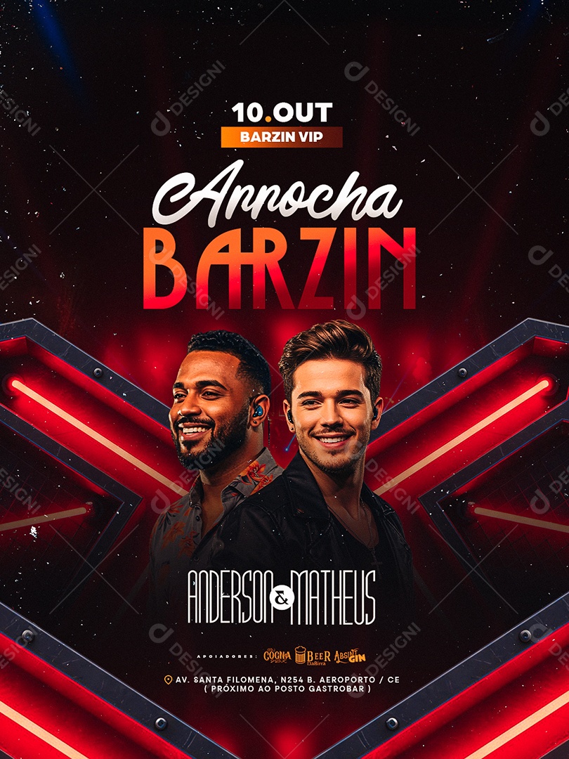 Flyer Próximos Shows Arrocha Barzin Social Media PSD Editável