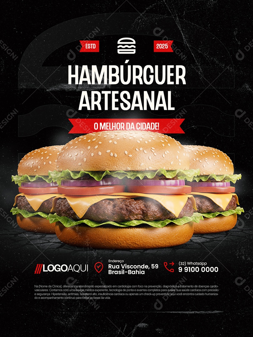 Hamburgueria Hambúrguer Artesanal O Melhor da Cidade Social Media PSD Editável