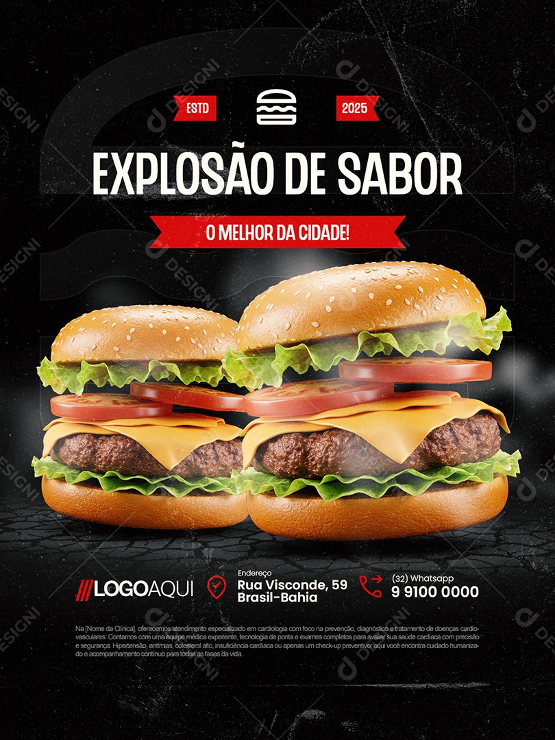 Hamburgueria Explosão de Sabor O Melhor da Cidade Social Media PSD Editável