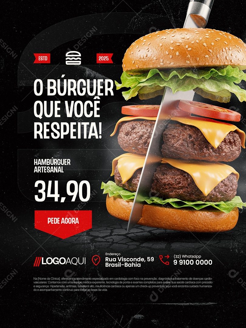 Hamburgueria O Búrguer Que Você Respeita Social Media PSD Editável