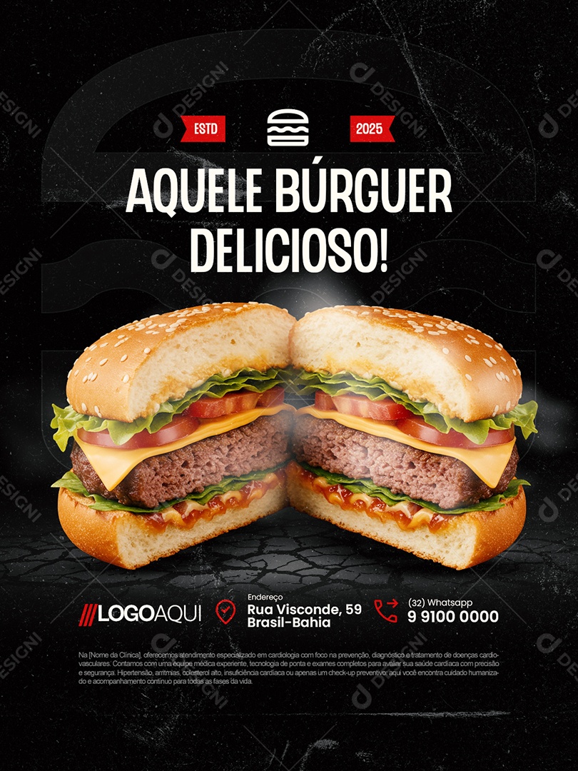 Hamburgueria Aquele Búrguer Delicioso Social Media PSD Editável