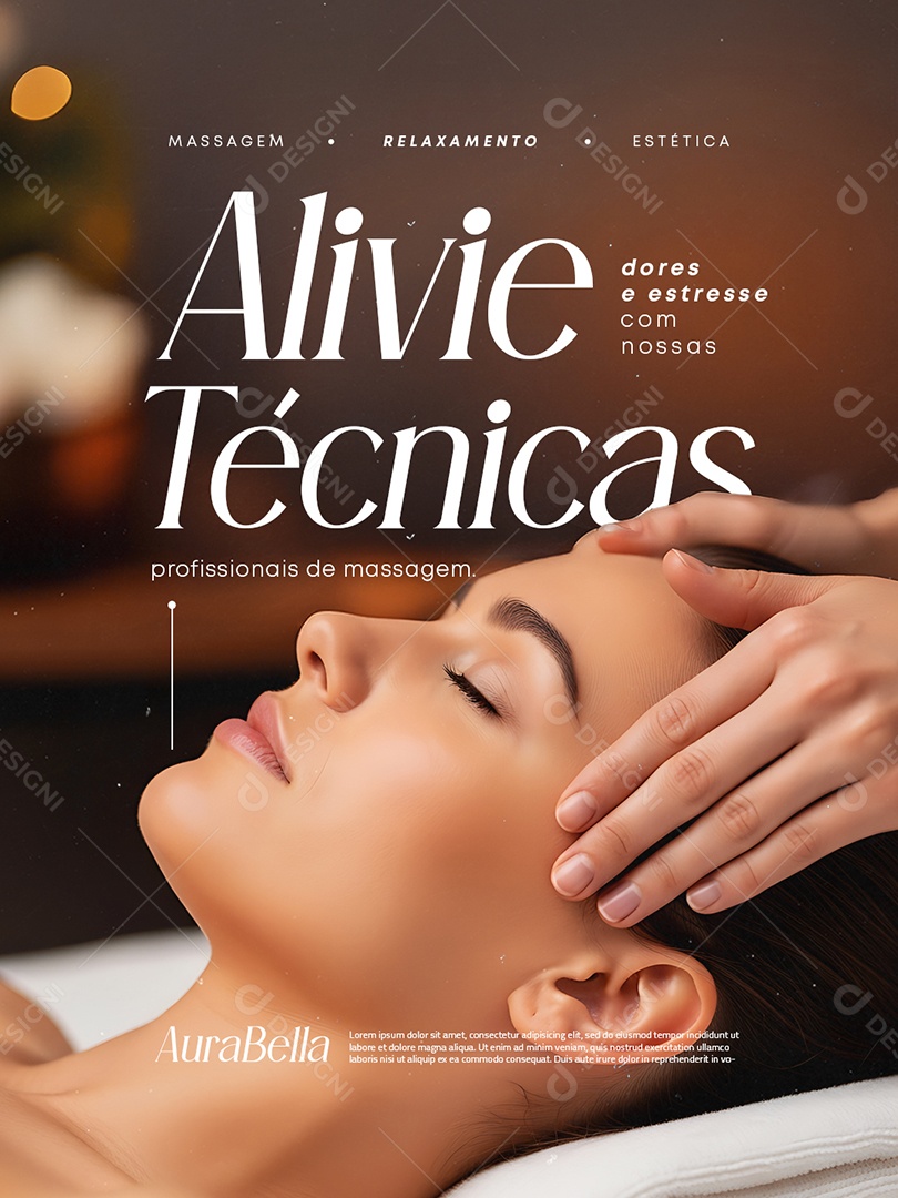 Massagem Alivie Dores e Estresse com Nossas Técnicas Social Media PSD Editável