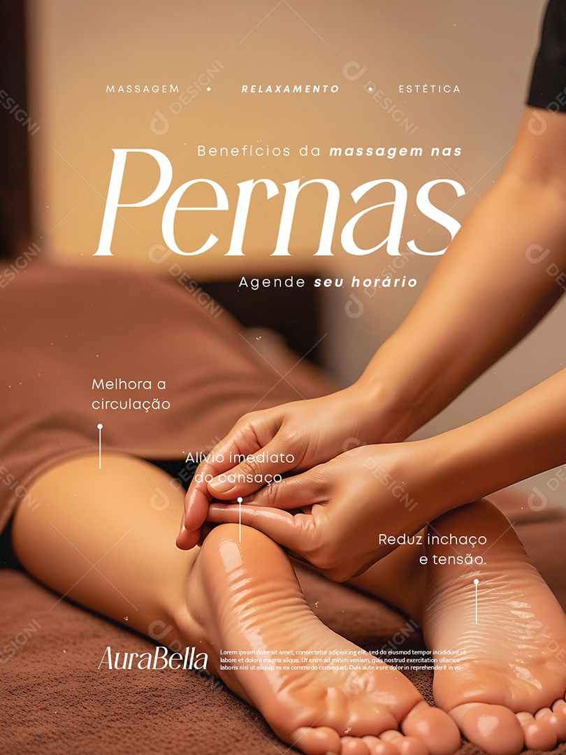 Massagem Benefícios da Massagem nas Pernas Agende seu Horário Social Media PSD Editável