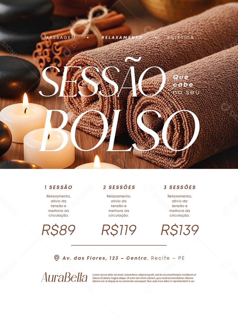 Massagem Sessão Que Cabe no Seu Bolso Social Media PSD Editável