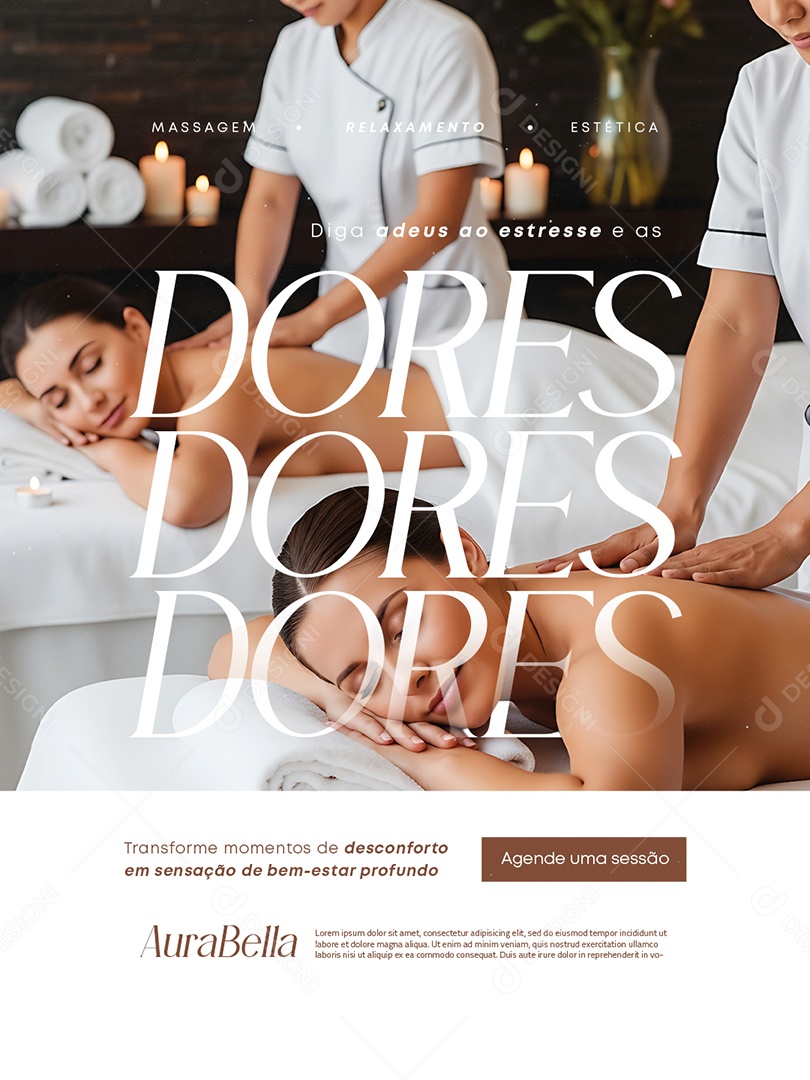 Massagem Diga Adeus ao Estresse e As Dores Social Media PSD Editável