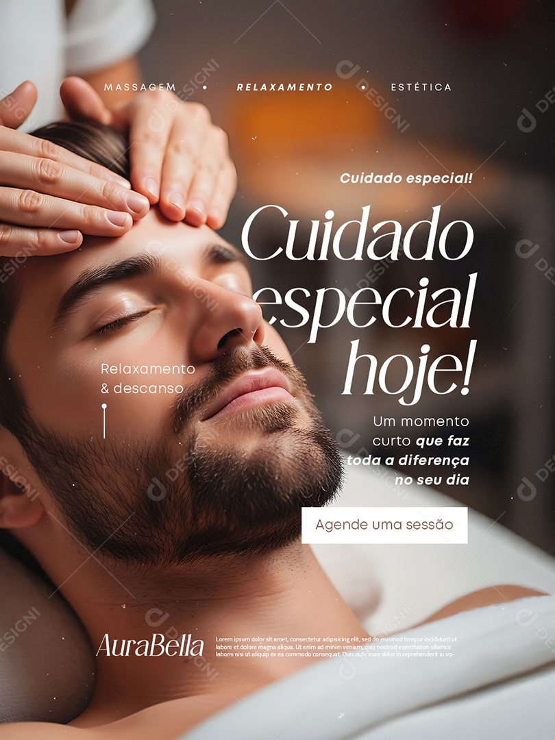 Massagem Cuidado Especial Agenda Uma Sessão Social Media PSD Editável