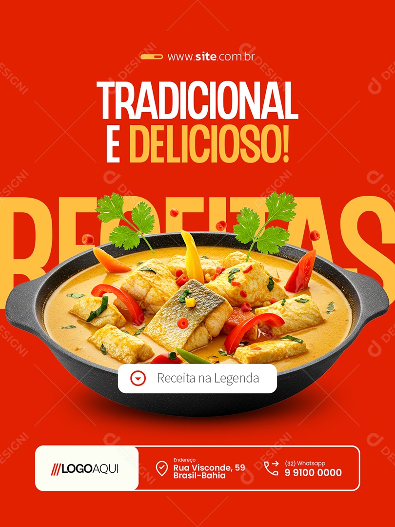 Receita Tradicional e Delicioso Social Media PSD Editável