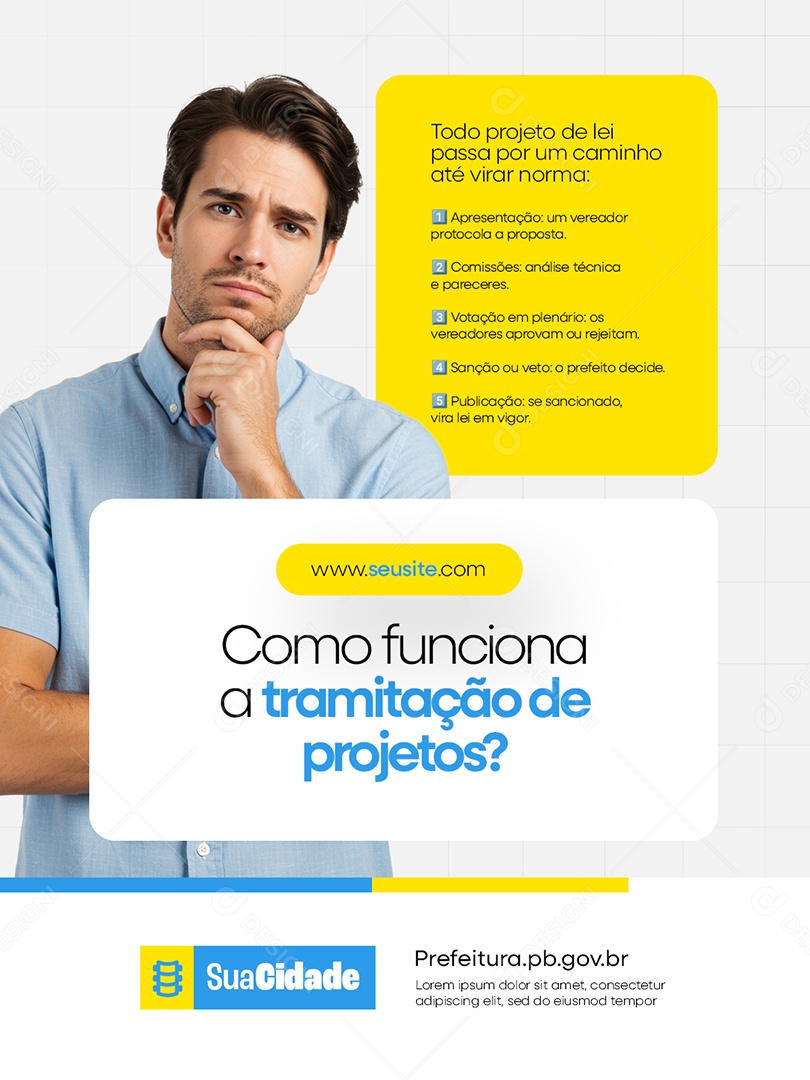 Prefeitura Sessão Como Funciona a Tramitação de Projetos Social Media PSD Editável
