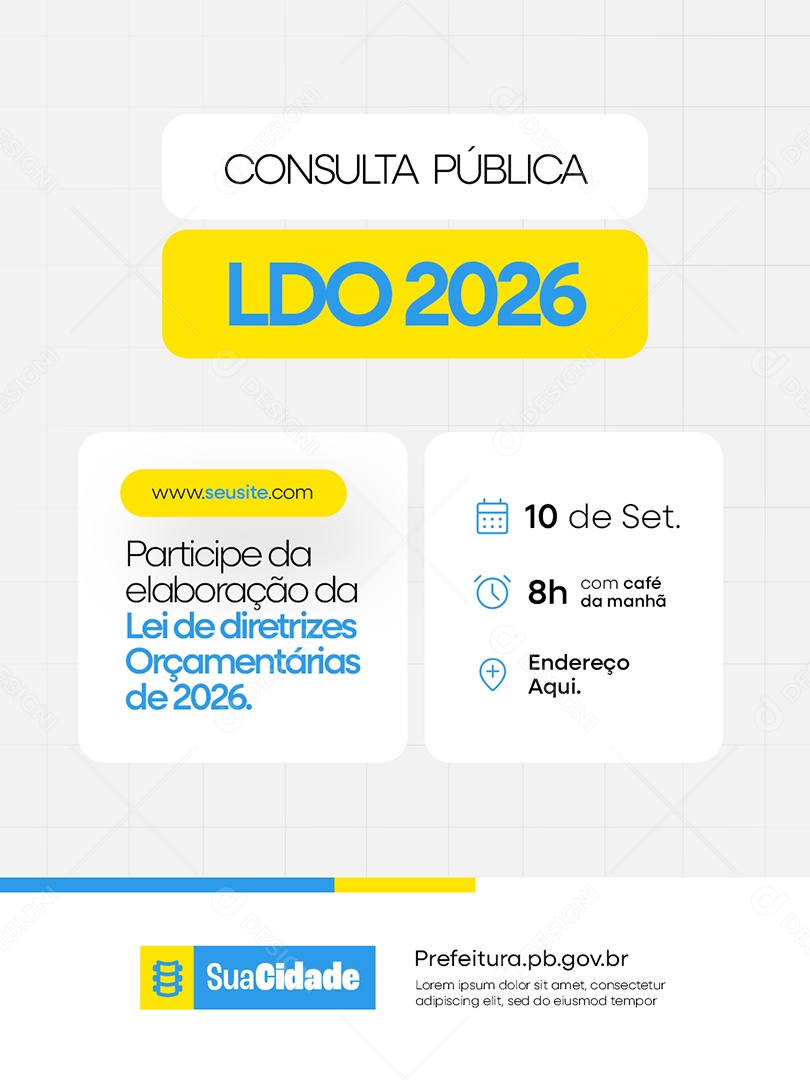 Prefeitura Sessão Consulta Pública LDO 2026 Social Media PSD Editável