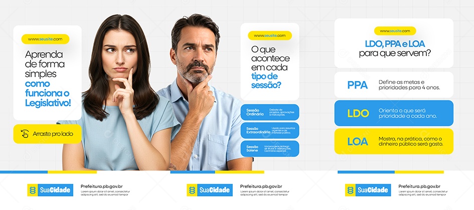 Carrossel Prefeitura Sessão Aprenda de Forma Simples Social Media PSD Editável