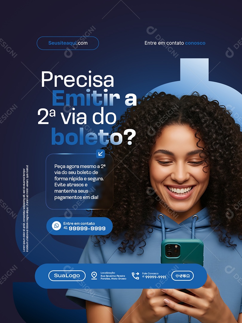 Finanças Precisa Emitir a Segunda Via do Boleto Social Media PSD Editável