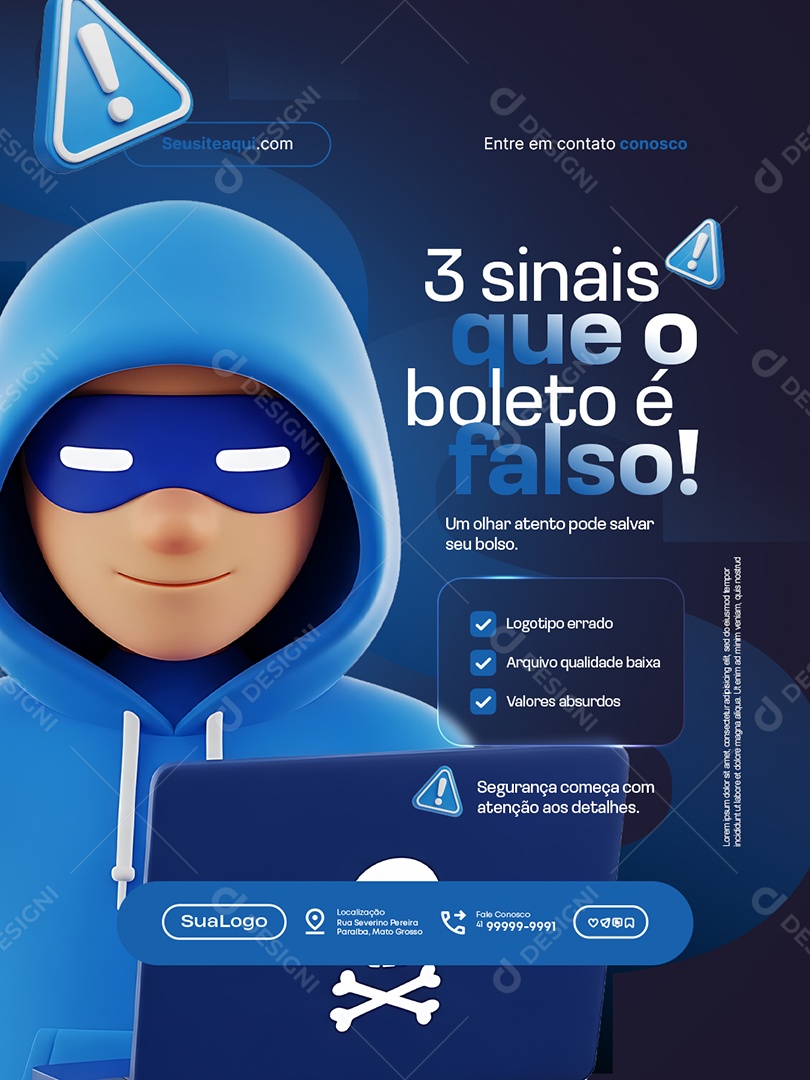 Boleto Finanças Três Sinais Que o Boleto é Falso Social Media PSD Editável