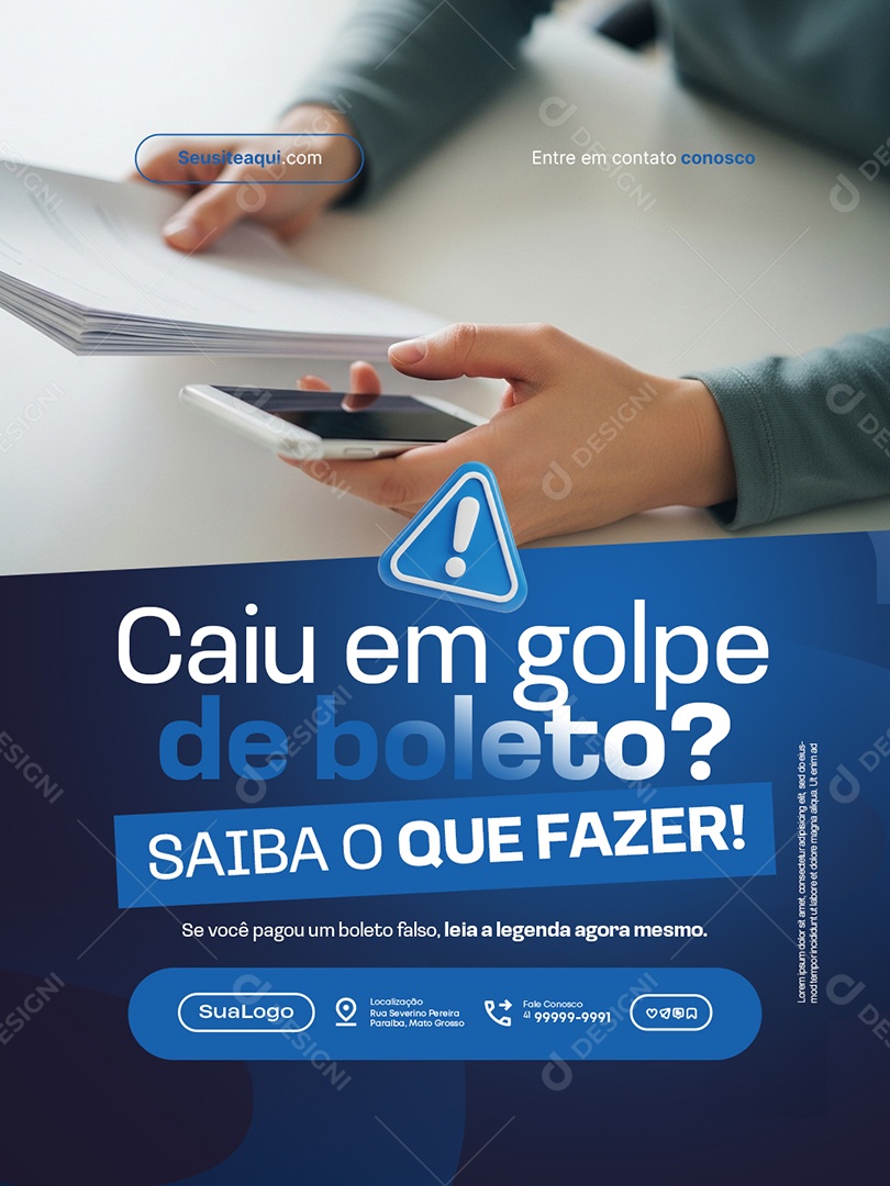 Finanças Caiu em Golpe de Boleto Saiba o Que Fazer Social Media PSD Editável