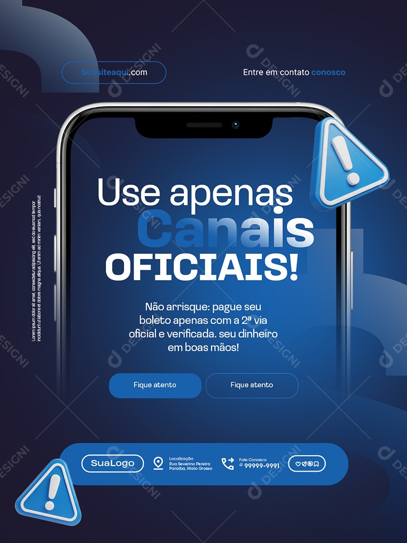 Boleto Use Apenas Canais Oficiais Social Media PSD Editável