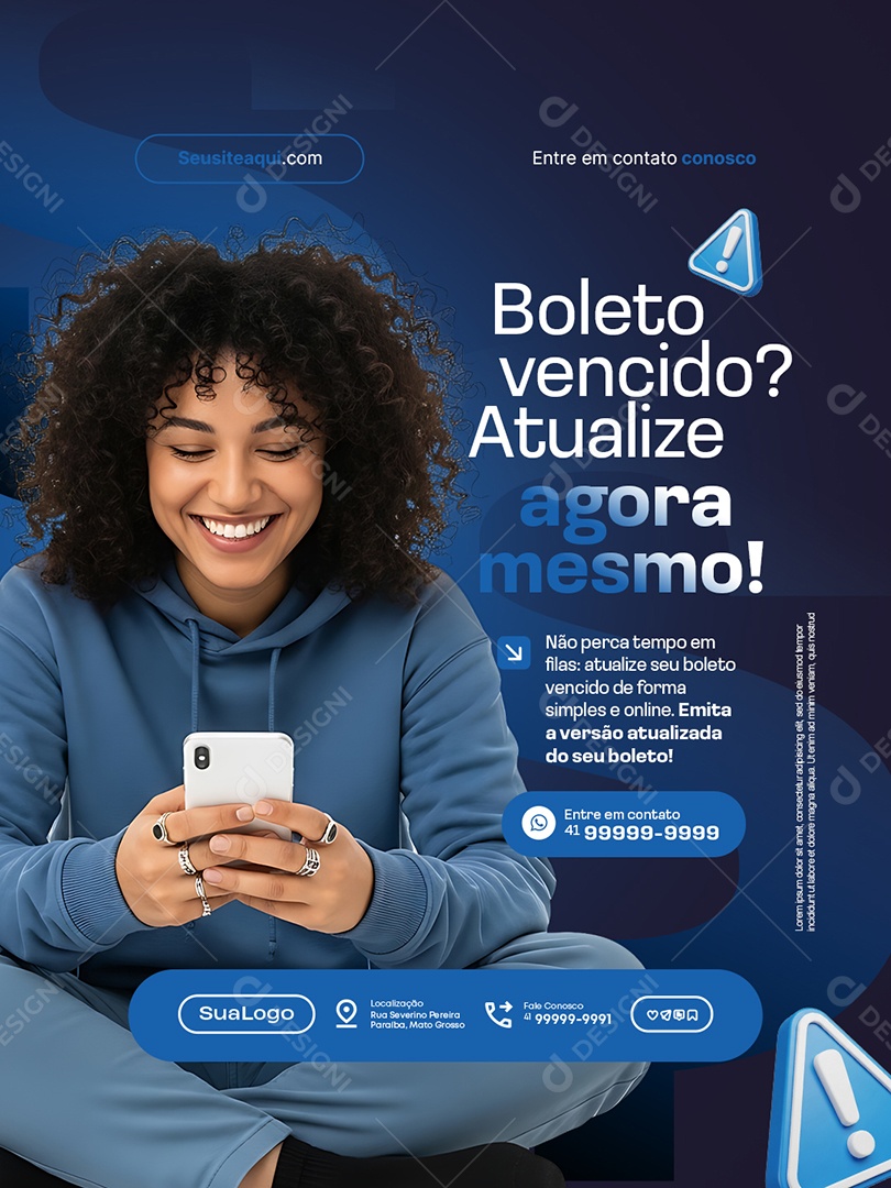 Boleto Vencido Atualize Agora Mesmo Social Media PSD Editável