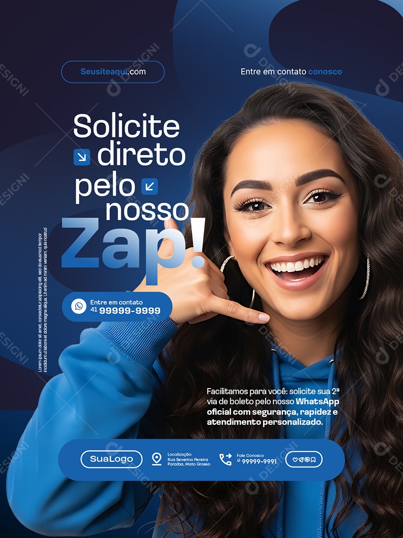 Boleto Solicite Direto Pelo Nosso Zap Social Media PSD Editável
