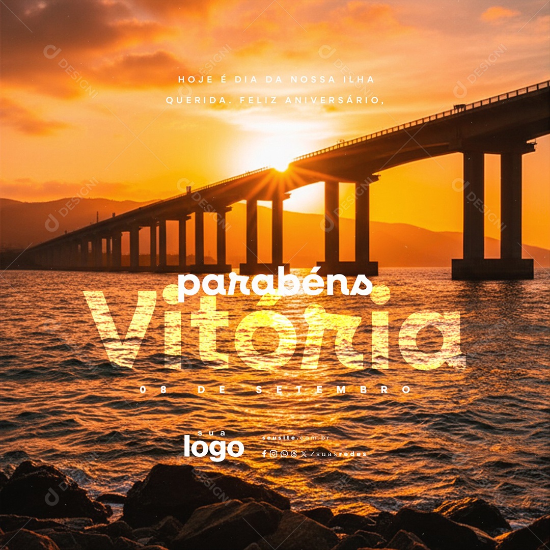 Aniversário de Vitória 08 de Setembro Parabéns Social Media PSD Editável