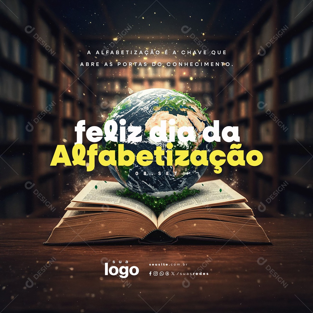 Feliz Dia da Alfabetização 08 de Setembro Social Media PSD Editável